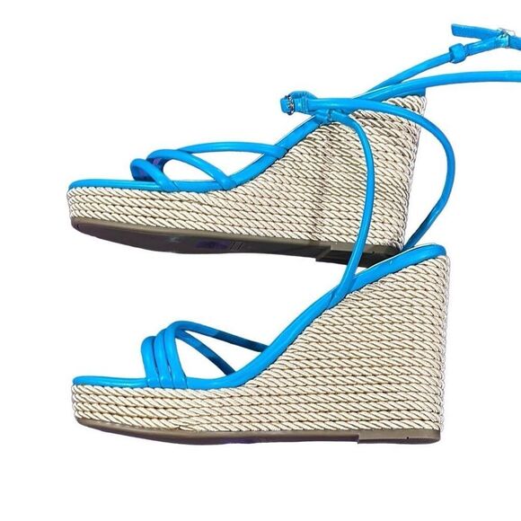 NWOT Marc Fisher Zeki platform wedge espadrilles with ankle wraps - Picture 3 of 9